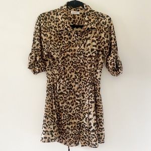 Calvin Klein leopard print shift dress with tie